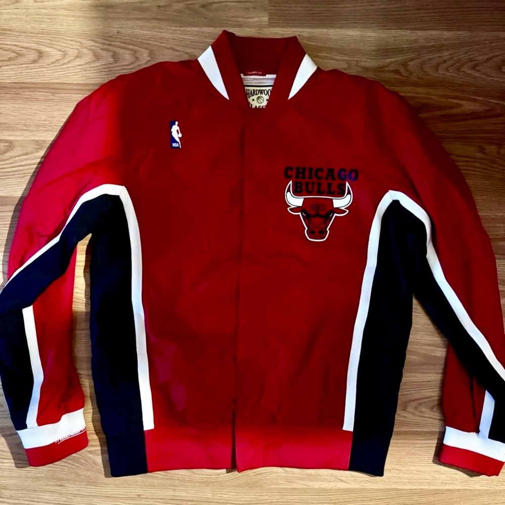 Mens Mitchell&Ness NBA 1992-93 Authentic Warm Up Jacket Red Chicago Bulls
